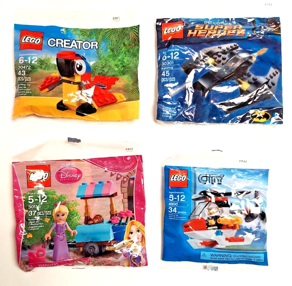 New Lego Polybag Lot Batman Batwing / Disney Rapunzel / Parrot / FIre Helicopter - Image 1 of 4
