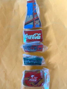 BEIJING OLYMPICS 5 PIN COCA COLA BOTTLE PUZZLE TORCH RELAY SAN FRANCISCO LTD 500 - Picture 1 of 4