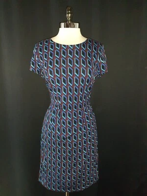 NUEVO INC International Concepts Talla L Vestido Vaina Negro Azul Púrpura Geométrico Foto 1 de 4