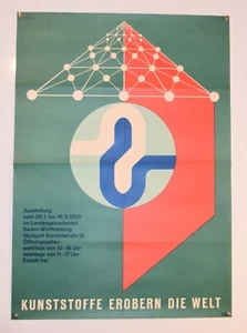 Original German Vintage Poster - Plastics are conquering the world - 1958 - A1 - Picture 1 of 4