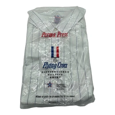 VTG NOS Flying Cross Striped Button Up Long Sleeve Service Uniform Shirt Sz L - Image 1 of 2