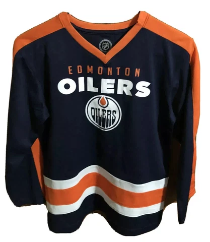 Child’s Sz 6 Edmonton Oilers Hockey NHL Childs Longsleeve Shirt / Sweater Cover