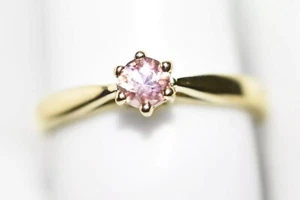Pink Tourmaline Solitaire Engagement Ring 9ct Gold Classic 4mm Solitaire Size N - Picture 1 of 14