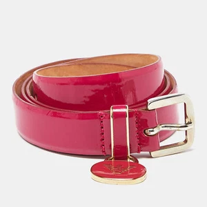 Emporio Armani Pink Patent Leather Skinny Belt 95CM - Picture 1 of 6