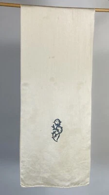 Bufanda de seda marfil antigua/vintage años 20 con monograma gris bordado a mano FLORIDO Foto 1 de 4