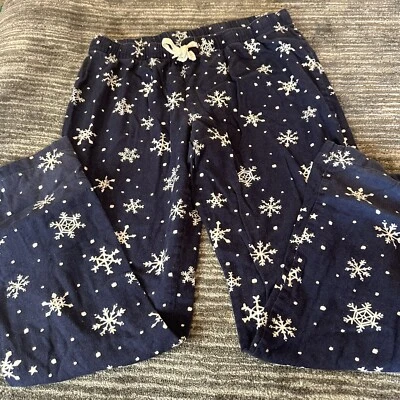 OLD NAVY Pajama Pants Womens M Flannel Blue White Snowflake PJ Lounge Pajamas - Image 1 of 4