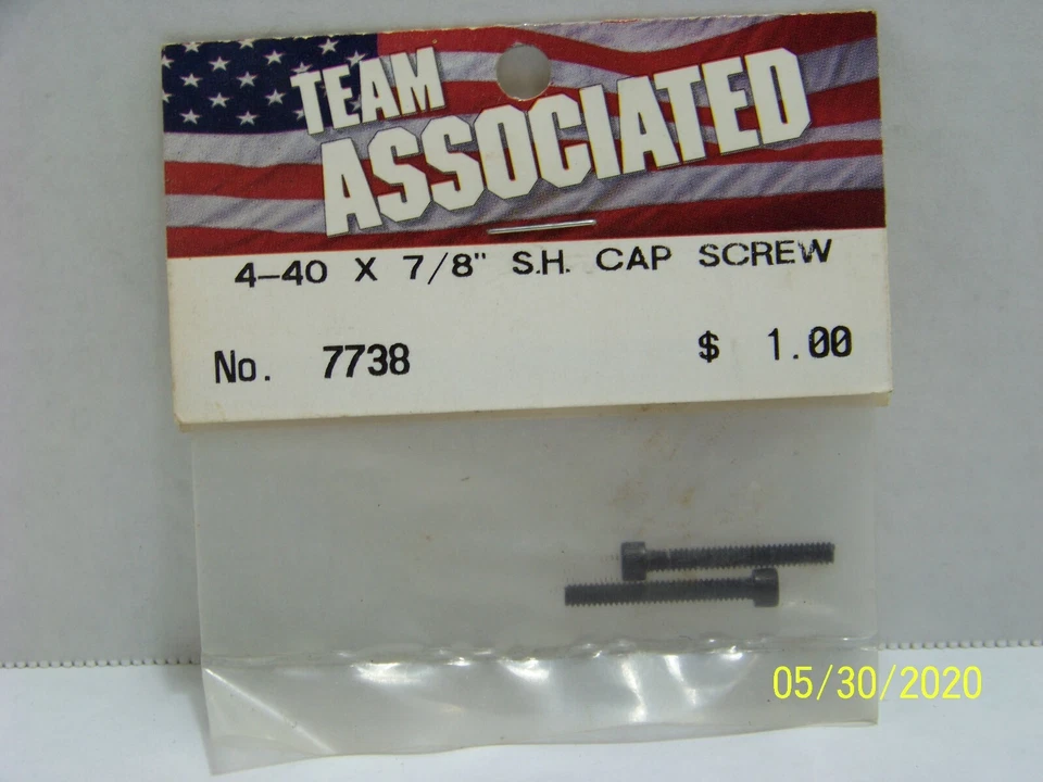 VINTAGE TEAM ASSOCIATED 7738 4-40 x 7/8" SOCKET. HEAD CAP SCREWS - Image 1 of 1