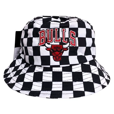 NEW NBA Chicago Bulls Black & White Checkered Bucket Hat Adult Unisex Men Women - Image 1 of 4