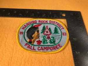 O2-58 BOY SCOUTS OF AMERICA PATCH - 1983 FALL CAMPOREE - HANGING ROCK DISTRICT - Picture 1 of 2