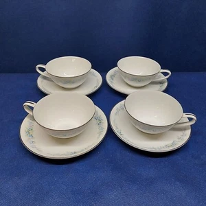 1961 Noritake Fine China "Roseberry" 4 Sets Cups/Saucers Disc. 1975 Japan EUC - Picture 1 of 5