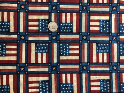 Warren Kimble For Cranston Home Fashions Flag Patriotic Fabric 25" x 44" - Image 1 of 2
