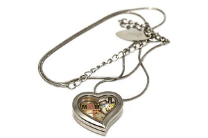 DISNEY HEART LOCKET SILVER NECKLACE FLOATING MOTHERS DAY CINDERELLA CASTLE CHARM - Picture 1 of 1