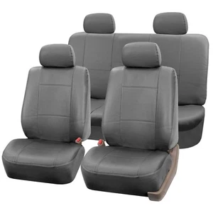 PU Leather Seat Covers for Car SUV Van Full Seat Covers Set Solid Gray - Picture 1 of 5