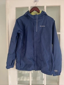 COLUMBIA OMNI-TECH Blue Nylon RAIN JACKET Outdoor Hike Windbreaker Coat YOUTH XL - Picture 1 of 9
