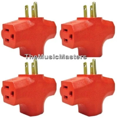 (4) Grounded 3-Way Electric Adapter 3 Outlet AC Wall Plug Triple Power Splitter  - Image 1 of 4