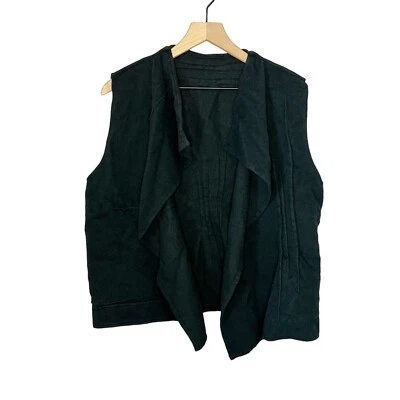 Chaleco cascada abierta pelo camel para mujer talla grande verde Foto 1 de 4