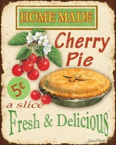 Vintage Retro Cherry Pie Werbung 8x10 Handarbeit Baumwolle Quilt Handarbeit Stoffblock - Bild 1 von 1