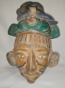 Antiker Azteken Kopf Maya-Maske Handgefertigt Ton Krieger - Bild 1 von 7