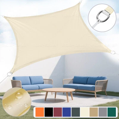 HEAVY DUTY SUN SHADE SAIL GARDEN PATIO AWNING CANOPY 98% UV BLOCK WATERPROOF AU - image 1 of 4