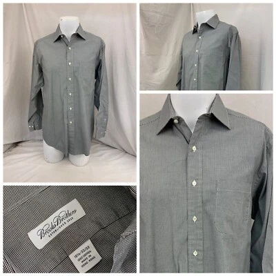 Camisa Brooks Brothers 15.5 32 Gris Cuadros 100% Algodón Hong Kong Como Nueva YGI Y0-436 Foto 1 de 4