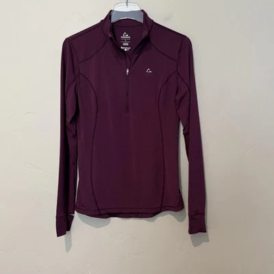 Paradox Quarter Zip Womens Small Merino Wool Blend Burgandy Base Layer Top - Image 1 of 4