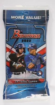 Бейсбольная карточка 2022 Topps Bowman в заводской упаковке упаковка из 19 карточек - Изображение 1 из 2