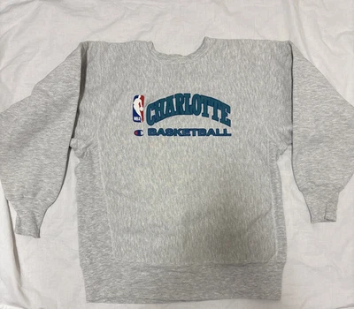 Vintage 90s NBA Charlotte Basketball Champion Reverse Weave Sweatshirt Men L USA - Image 1 of 4