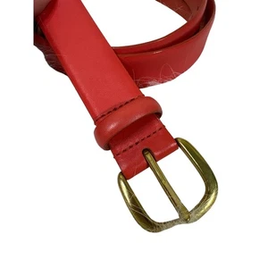 Cintura donna vintage Banana Republic pelle rossa fibbia oro misura 30-34 - Foto 1 di 5