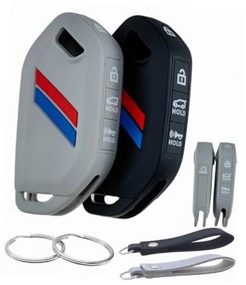 Funda Llavero Goma Silicona Compatible con 2025 2024 2023 Kia Negro/Gris Foto 1 de 4