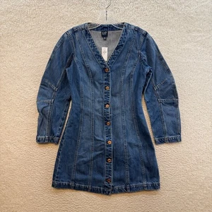 NEU NEU MIT ETIKETT Gap Denim Laufärmel Minikleid XXS XS Medium Wash Western Cowgirl - Bild 1 von 9