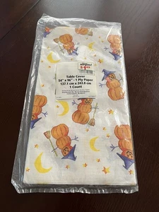 Vintage Halloween Tischdecke/Abdeckung Papier Jack O Laterne Kürbis 54" x 96" Neu aus altem Lagerbestand - Bild 1 von 4