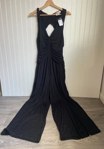 Free People Strand Overall Damen Medium schwarz fließend Boho hinten offen NEU - Bild 1 von 7