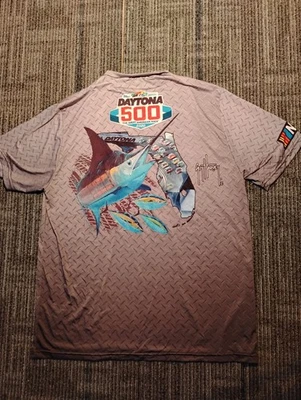 Camisa gráfica manga curta Guy Harvey NASCAR Daytona 500 pesca corrida Flórida  - Imagem 1 de 4