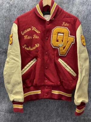 Vintage 1980s DeLong Varsity Letterman Jacket Ocean View Water Polo 42 - Image 1 of 4