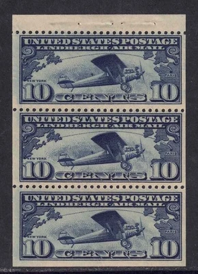 US Scott C10a 10c Spirit of St Louis Airmail Booklet Pane MNH cm194 - Image 1 of 3