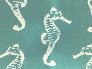 Premier Outdoor Tropical Fabric Nautical Seahorse Teal 4 yard LOT - Picture 1 of 4