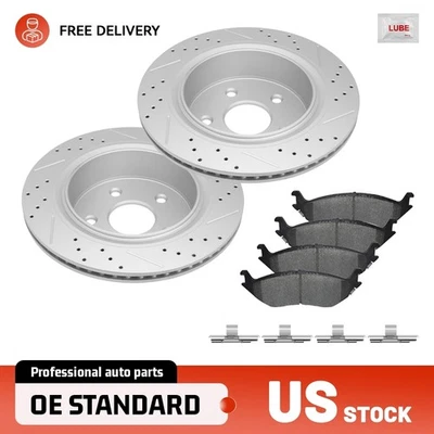 Rotores traseros perforados + pastillas de freno para Dodge Ram 1500 2002-2003 Ram 1500 SLT/ST 2004 Foto 1 de 4