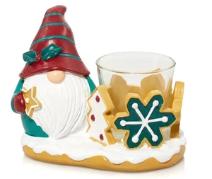 Yankee Candle Santa Gnome with Christmas Cookie -Tea Light /Votive Candle Holder - Picture 1 of 3