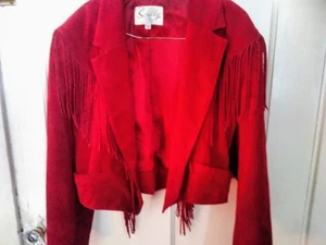 Vintage Red Suede Cowgirl/Western Style Jacket Sz. 14 - Picture 1 of 5
