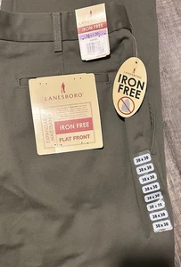 Pantalones de pana Lanesboro para hombre 38x30 verdes calce cómodo plisados delanteros clásicos nuevos con etiquetas - Imagen 1 de 4