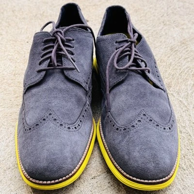 Zapatos Oxford Cole Haan para hombre talla 12 punta de ala gris gamuza Lunarguard C28220 Foto 1 de 4