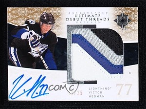 2009 Upper Deck Ultimate Collection /25 Victor Hedman RPA Rookie Patch Auto RC