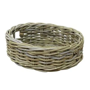 Grey & Buff Rattan Oval Storage Baskets Empty Hamper Woven Wicker Basket Food - Picture 1 of 12