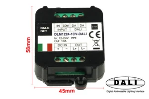 Dalcnet DLM1224-1CV-DALI Led Dimmer Bus DALI 12V 24V 10A Pulsante N.O. 0/1-10V - Imagen 1 de 3