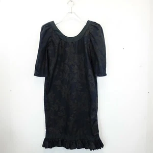 Mangos Allan James Shift Dress 6 S Black MuuMuu Ruched Floral Party Cocktail USA - Picture 1 of 12