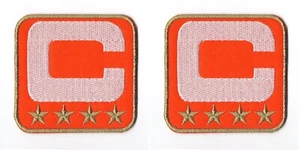 2x Captain C Orange (4 Gold Star) Iron on Patch Embroidered for Jacket Jean P105 - Picture 1 of 5