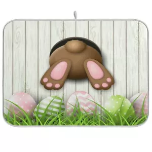 Easter Rabbit Dish Drying Mat 18x24 Absorbent Egg Dishes Pad Dish Drainer Mat Pr - Picture 1 of 7