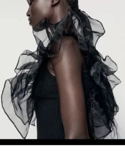 Neuer RÜSCHEN ORGANZA RIPP BODY, Größe S, Farbe schwarz - Bild 1 von 14
