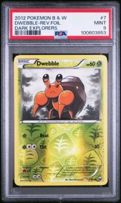 PSA 9 Mint 2012 POKEMON Black &  White DARK EXPLORERS 7 Dwebble REVERSE FOIL - Image 1 of 2