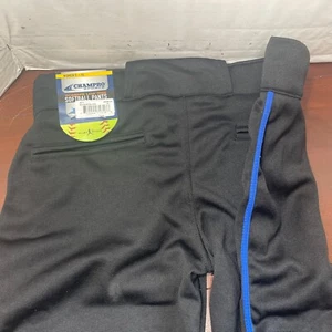 CHAMPRO Women’s X-Large LOW RISE SOFTBALL PANTS Adult XL BLACK Royal Blue Piping - Picture 1 of 8